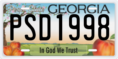 GA license plate PSD1998