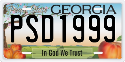 GA license plate PSD1999