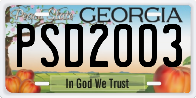 GA license plate PSD2003