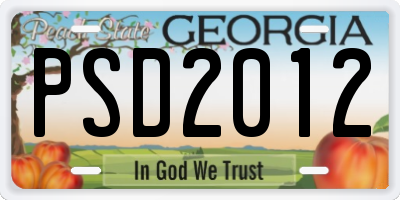 GA license plate PSD2012