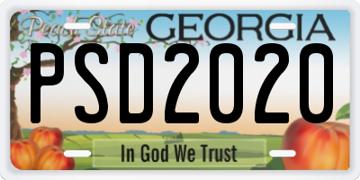 GA license plate PSD2020