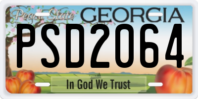 GA license plate PSD2064