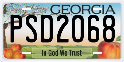 GA license plate PSD2068
