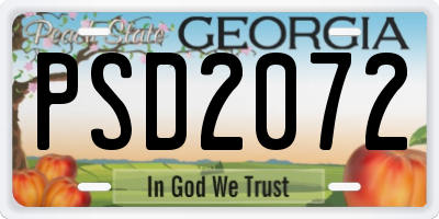 GA license plate PSD2072