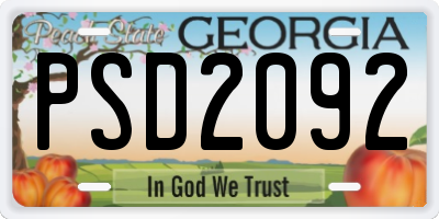 GA license plate PSD2092