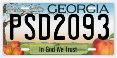 GA license plate PSD2093