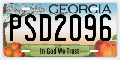 GA license plate PSD2096