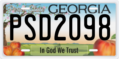 GA license plate PSD2098
