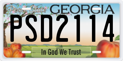 GA license plate PSD2114