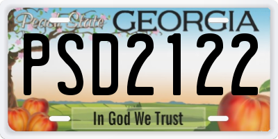 GA license plate PSD2122