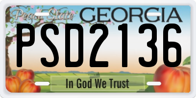 GA license plate PSD2136