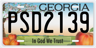GA license plate PSD2139