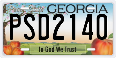GA license plate PSD2140