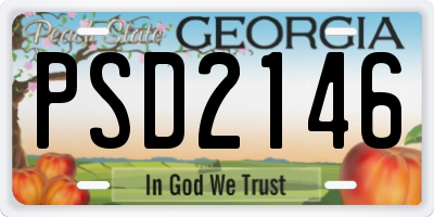 GA license plate PSD2146