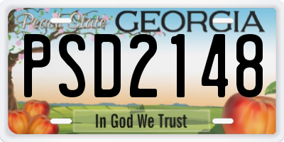 GA license plate PSD2148