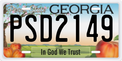 GA license plate PSD2149