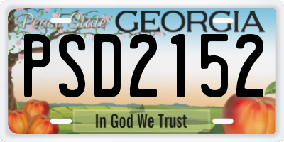 GA license plate PSD2152