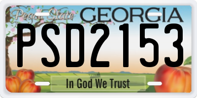 GA license plate PSD2153