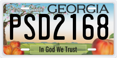 GA license plate PSD2168