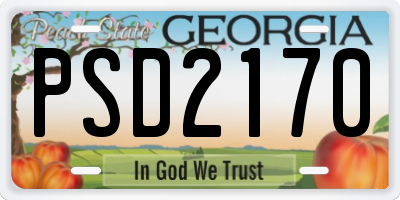 GA license plate PSD2170