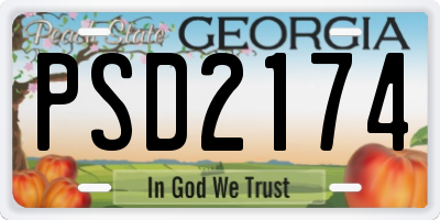 GA license plate PSD2174