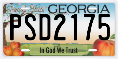 GA license plate PSD2175