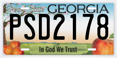 GA license plate PSD2178