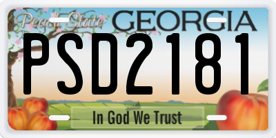 GA license plate PSD2181