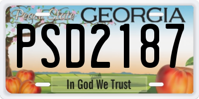 GA license plate PSD2187