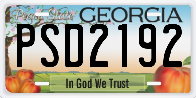 GA license plate PSD2192