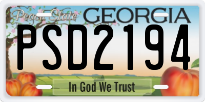 GA license plate PSD2194