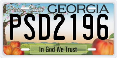 GA license plate PSD2196