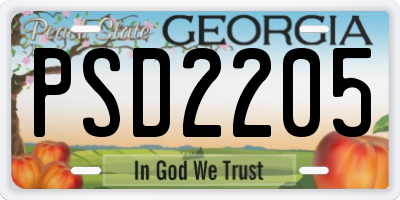 GA license plate PSD2205