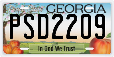 GA license plate PSD2209