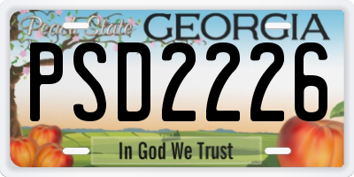 GA license plate PSD2226