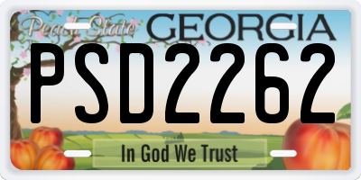GA license plate PSD2262