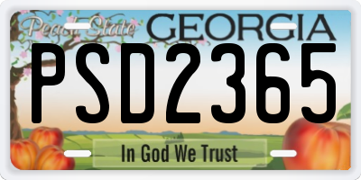 GA license plate PSD2365
