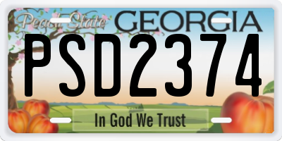 GA license plate PSD2374
