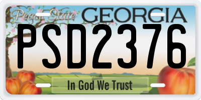 GA license plate PSD2376