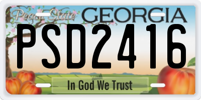 GA license plate PSD2416