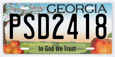GA license plate PSD2418