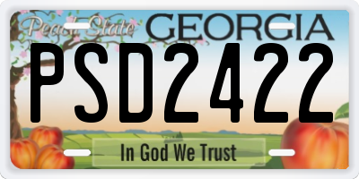 GA license plate PSD2422