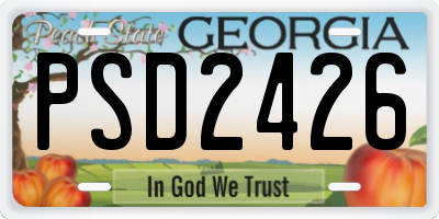 GA license plate PSD2426