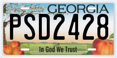 GA license plate PSD2428