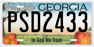 GA license plate PSD2433