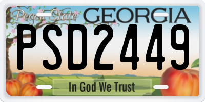 GA license plate PSD2449