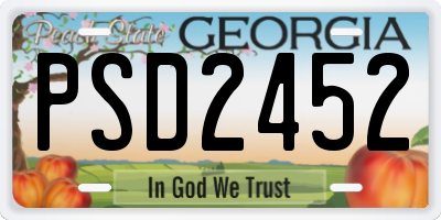 GA license plate PSD2452