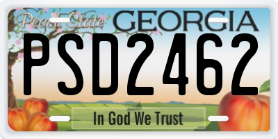 GA license plate PSD2462