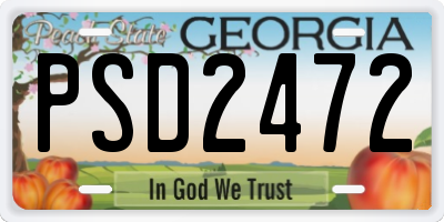 GA license plate PSD2472