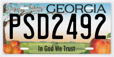 GA license plate PSD2492